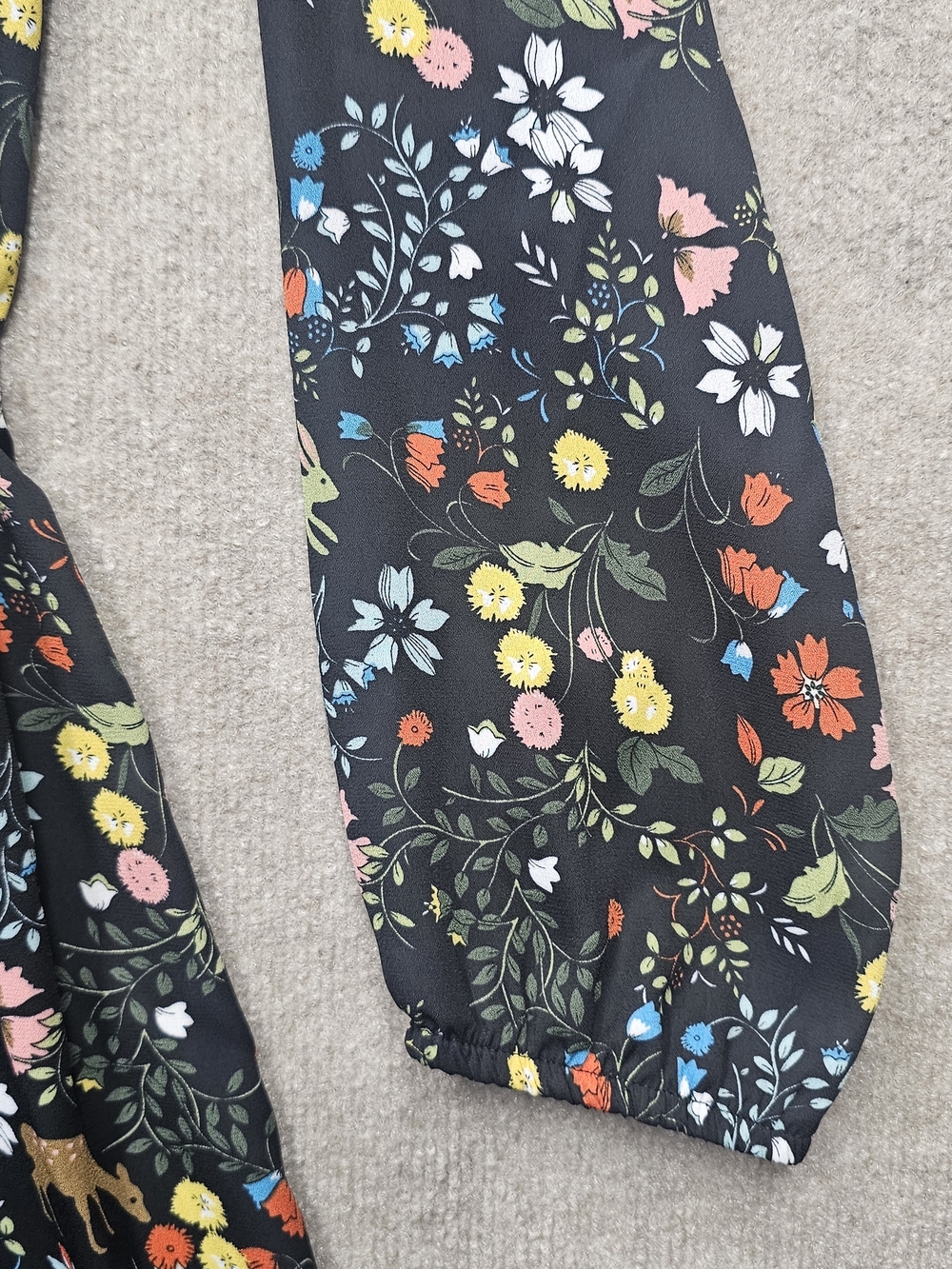 Wrangler Woodland Floral Sheer Dress L Deer Bunny Boho Ruffle - Picture 6 of 15